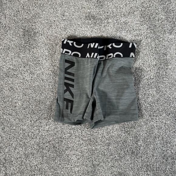 Nike Pro Shorts Womens Small Gray 3 In Compression Dri-FIT Logo Waist DD8265-084 - Picture 2 of 9